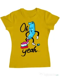 Tricou ADLER dama Oh yeah Galben