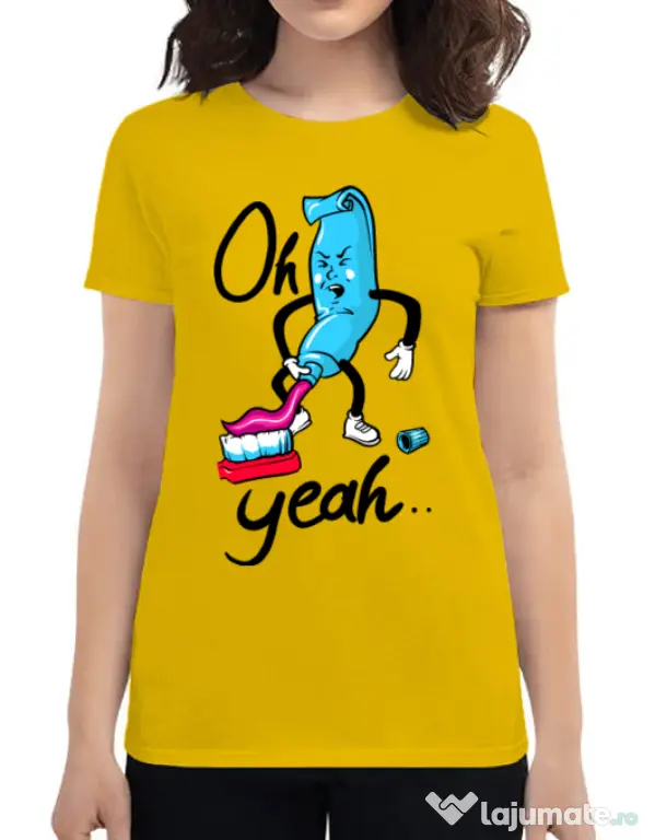 Tricou ADLER dama Oh yeah Galben