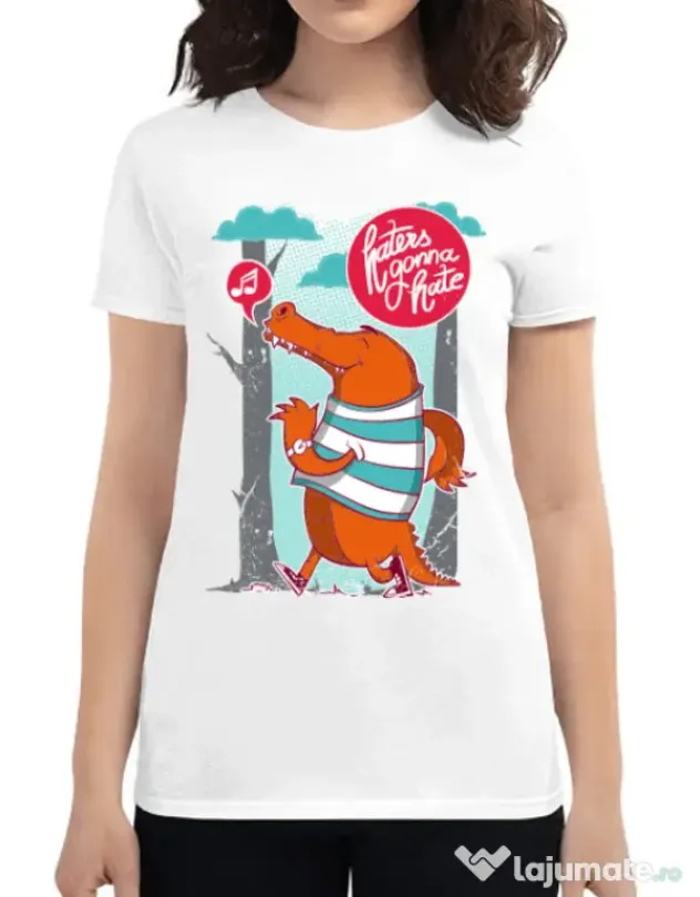 Tricou ADLER dama Haters gonna hate Alb