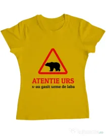 Tricou ADLER dama Atentie urs Galben