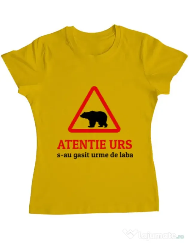 Tricou ADLER dama Atentie urs Galben