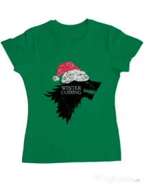Tricou ADLER dama Christmas is coming Verde mediu