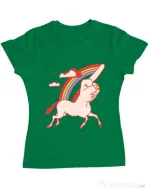 Tricou ADLER dama FUnicorn Verde mediu