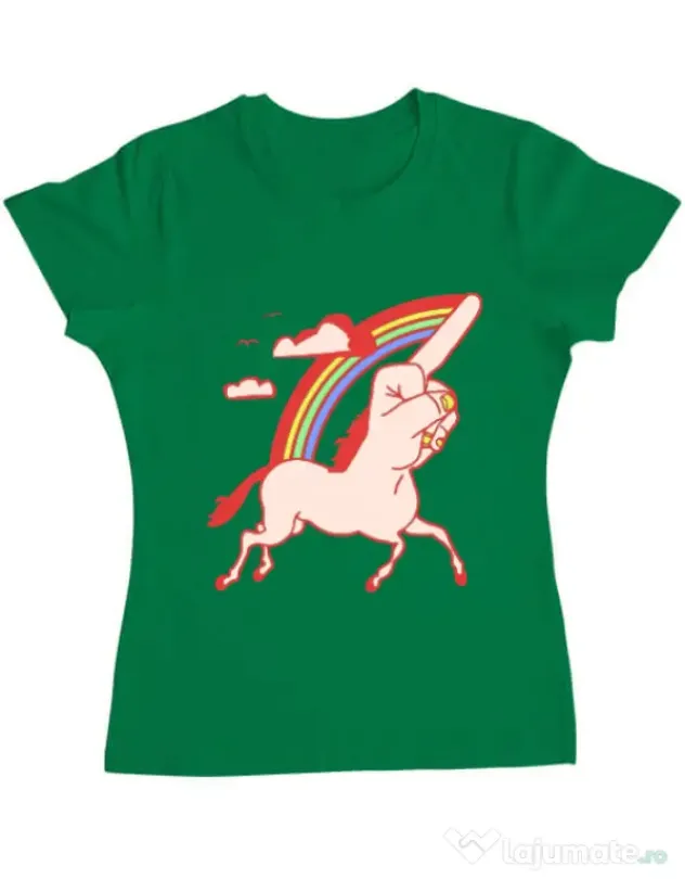 Tricou ADLER dama FUnicorn Verde mediu