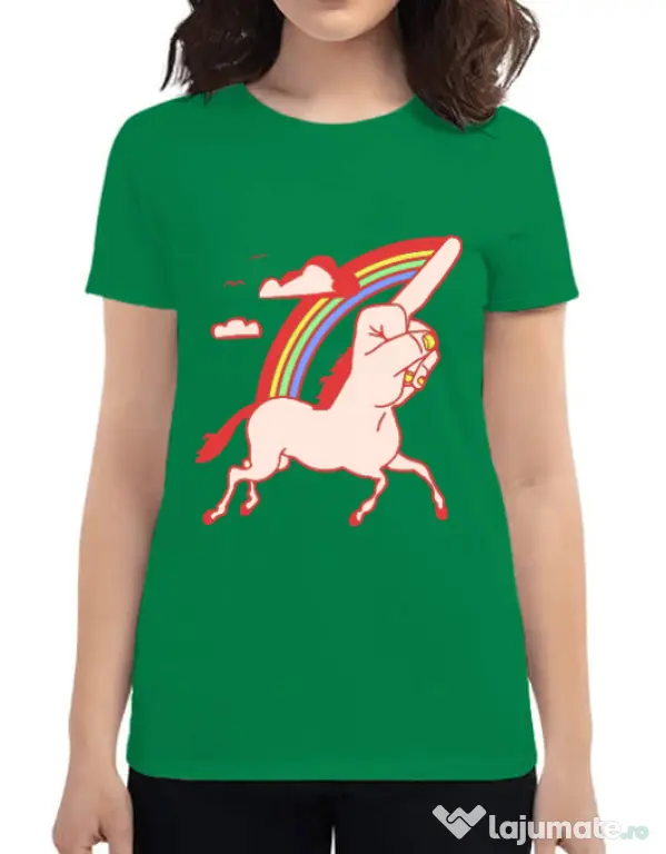 Tricou ADLER dama FUnicorn Verde mediu