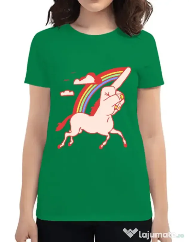 Tricou ADLER dama FUnicorn Verde mediu