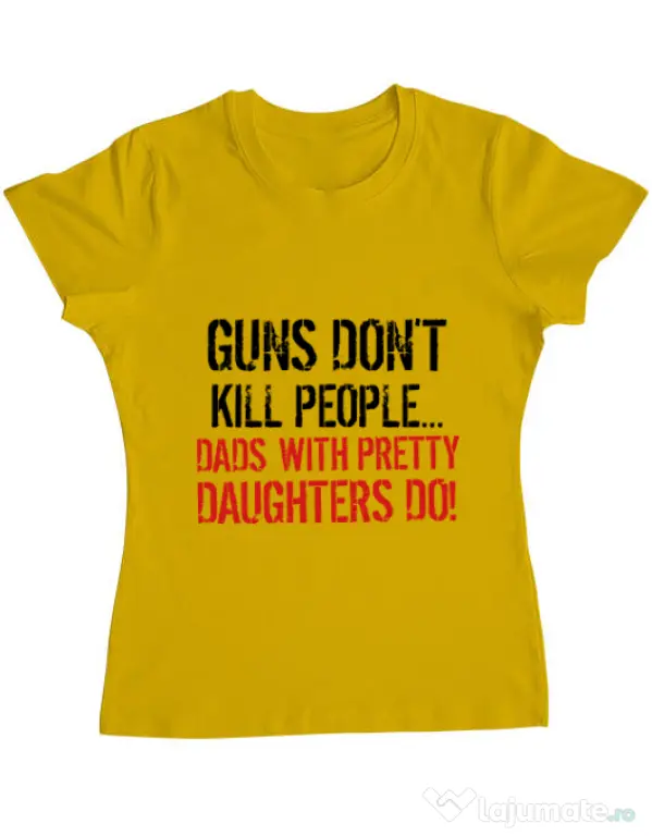 Tricou ADLER dama Guns dont kill Galben