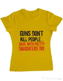 Tricou ADLER dama Guns dont kill Galben