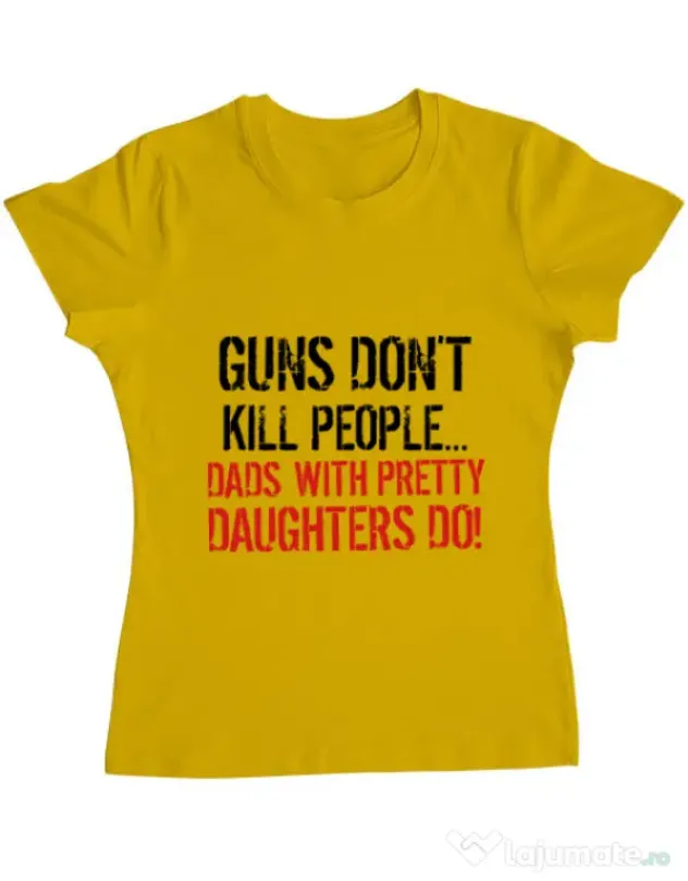 Tricou ADLER dama Guns dont kill Galben