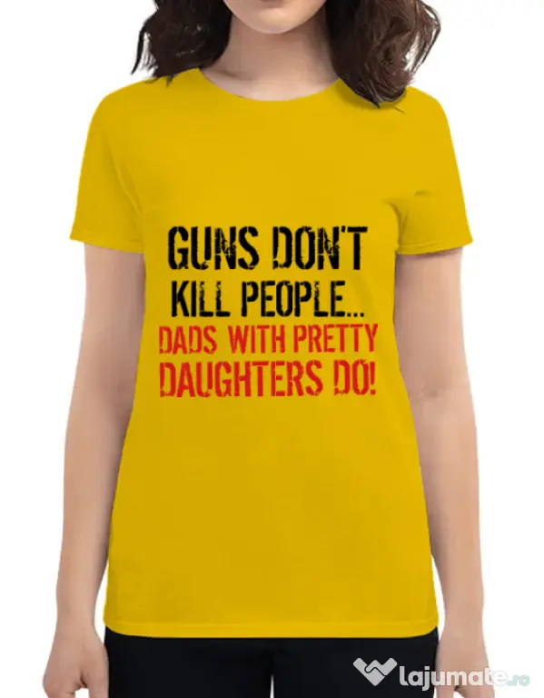Tricou ADLER dama Guns dont kill Galben
