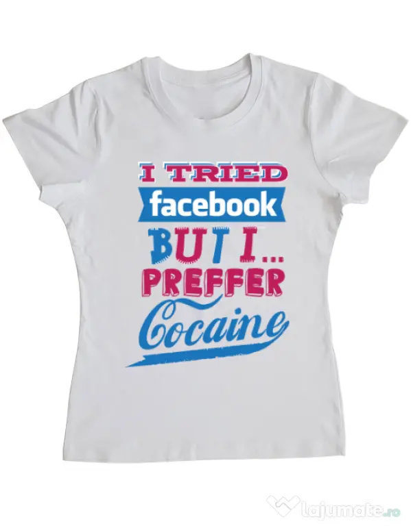 Tricou ADLER dama I tried Bacebook Alb