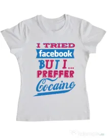 Tricou ADLER dama I tried Bacebook Alb