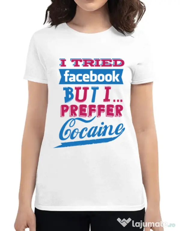 Tricou ADLER dama I tried Bacebook Alb