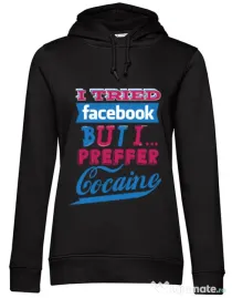 Hoodie dama cu gluga I tried Bacebook Negru