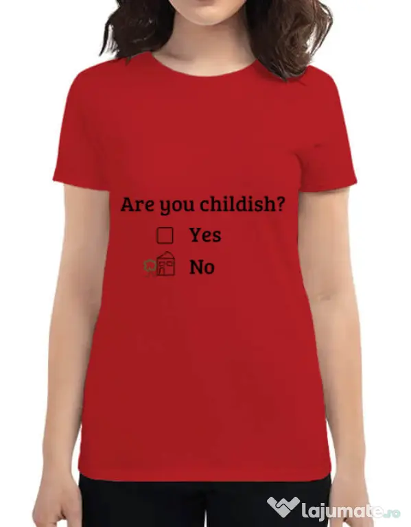 Tricou ADLER dama Are you childish Rosu