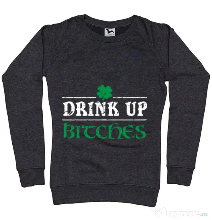 Bluza ADLER dama Drink up bitches Negru melanj