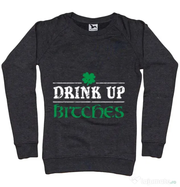Bluza ADLER dama Drink up bitches Negru melanj