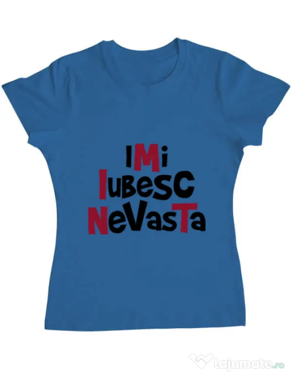 Tricou ADLER dama Imi iubesc nevasta Albastru azuriu