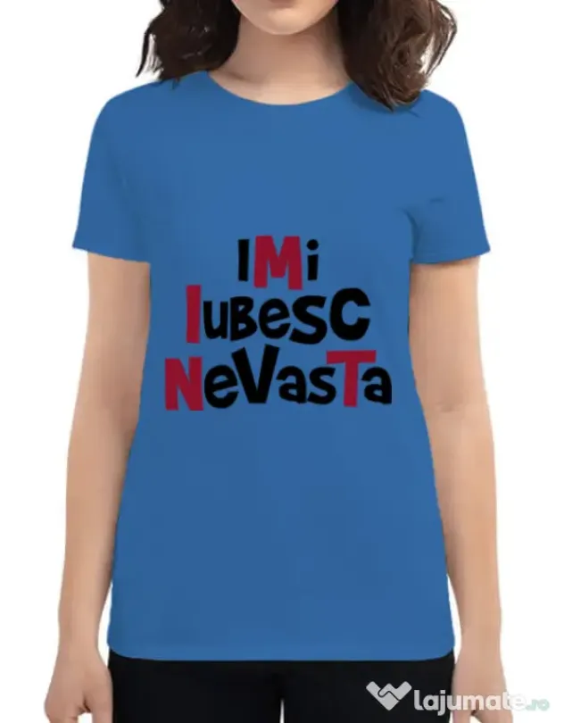 Tricou ADLER dama Imi iubesc nevasta Albastru azuriu