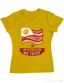 Tricou ADLER dama In bacon we trust Galben