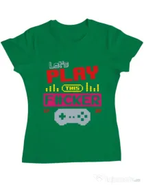 Tricou ADLER dama Lets play this Verde mediu
