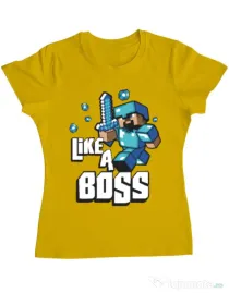 Tricou ADLER dama Like a boss Galben