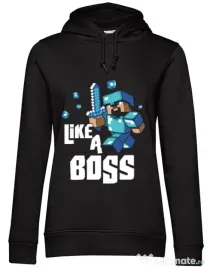 Hoodie dama cu gluga Like a boss Negru