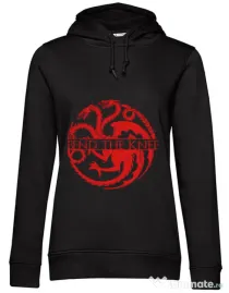 Hoodie dama cu gluga Bend the knee Negru