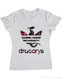 Tricou ADLER dama Flower dracarys Alb