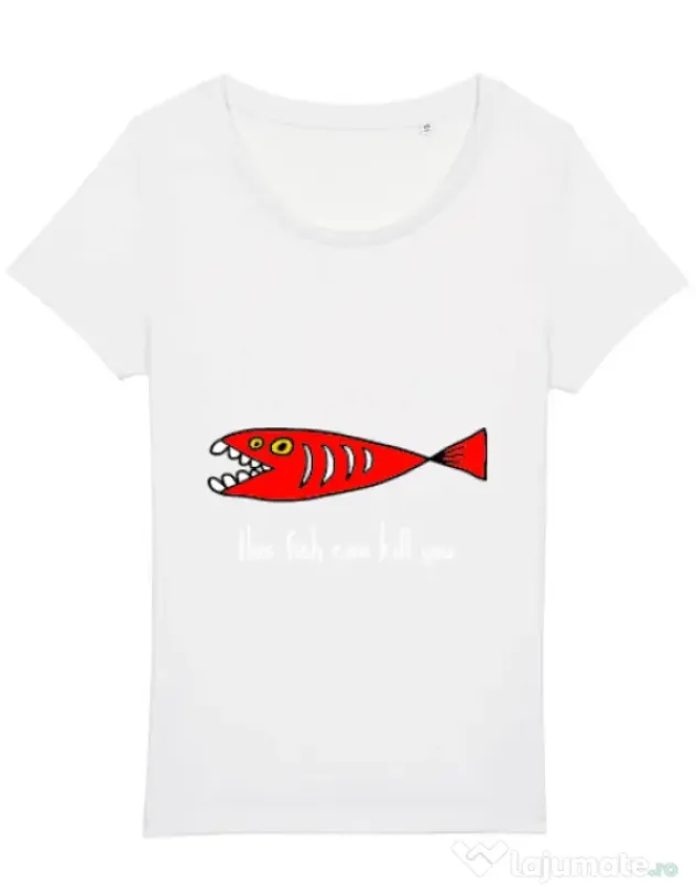 Tricou STANLEY STELLA dama This fish can kill you Alb
