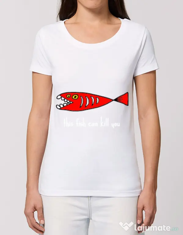 Tricou STANLEY STELLA dama This fish can kill you Alb