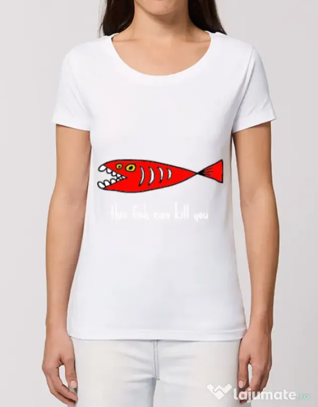 Tricou STANLEY STELLA dama This fish can kill you Alb