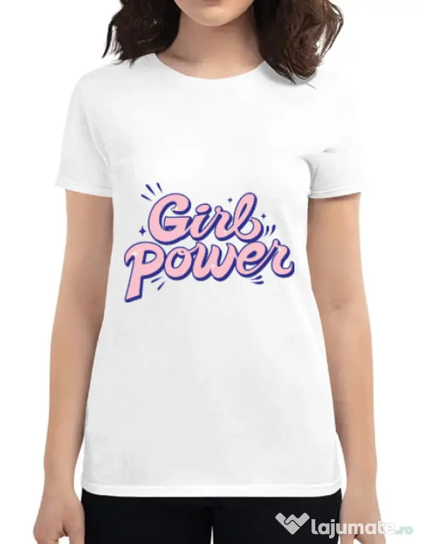 Tricou ADLER dama Girl power Alb