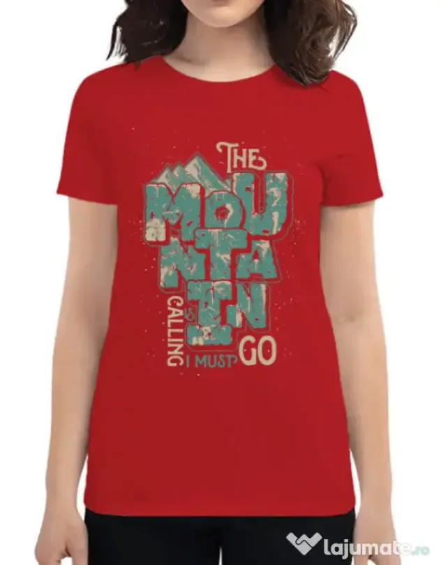 Tricou ADLER dama The mountain is calling, I must go! Rosu