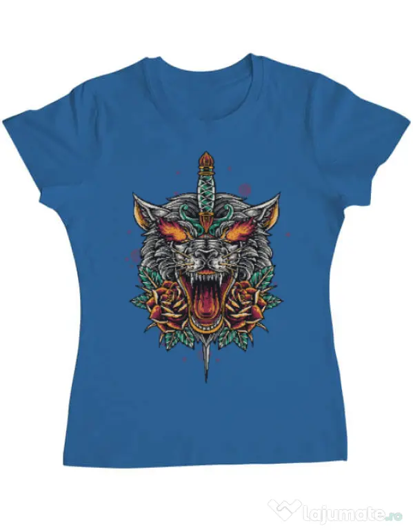 Tricou ADLER dama Stabbed wolf Albastru azuriu