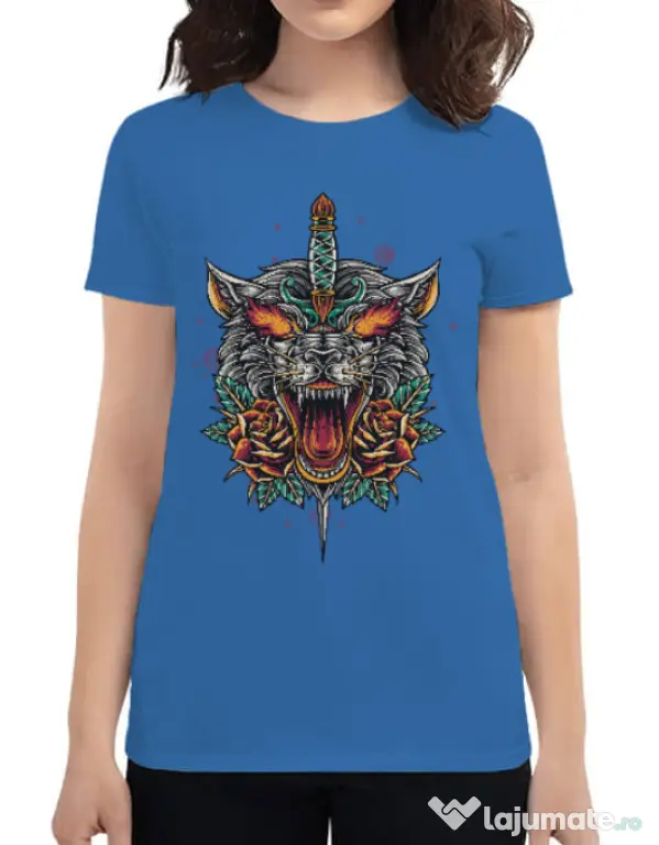 Tricou ADLER dama Stabbed wolf Albastru azuriu