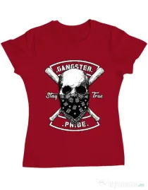 Tricou ADLER dama Gangster skull Rosu