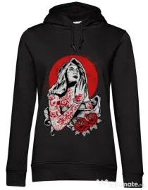 Hoodie dama cu gluga Virgin Mary Negru