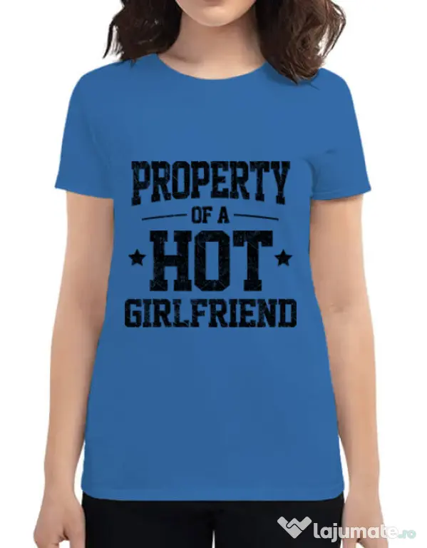Tricou ADLER dama Property of a hot girlfriend Albastru azuriu