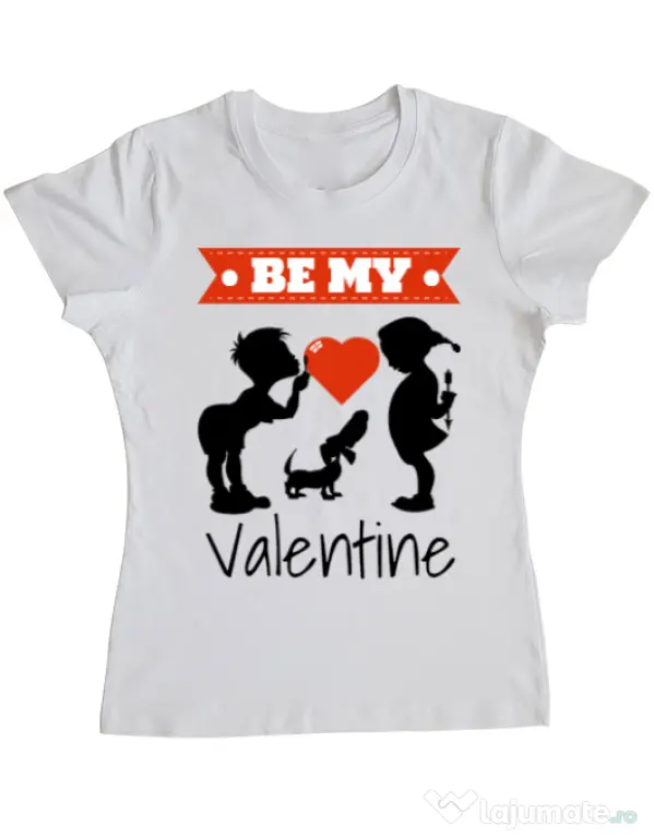Tricou ADLER dama Be my valentine Alb