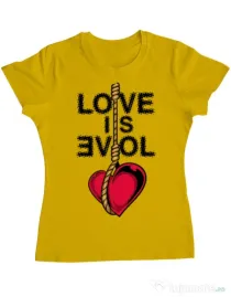 Tricou ADLER dama Love is evil Galben