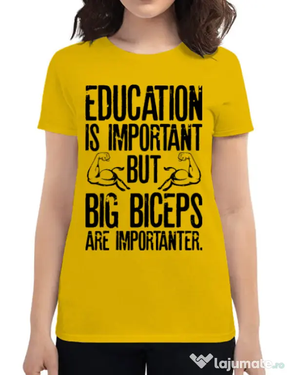 Tricou ADLER dama Big biceps Galben