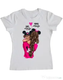 Tricou ADLER dama Mama and baby Mouse Alb