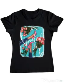 Tricou ADLER dama High Heels and roses Negru