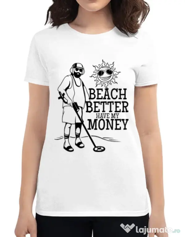 Tricou ADLER dama Beach better have my money Alb