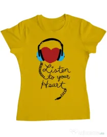 Tricou ADLER dama Listen to your heart Galben