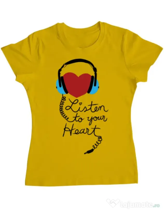 Tricou ADLER dama Listen to your heart Galben