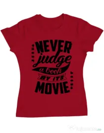Tricou ADLER dama Never judge a book Rosu