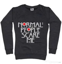 Bluza ADLER dama Normal people scare me Negru melanj
