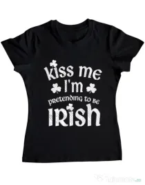 Tricou ADLER dama Pretending to be irish Negru
